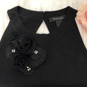 WHBM Black Sleeveless Top with Flower Details